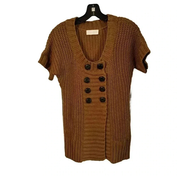 Soft Surroundings Size S Wool Blend City Tunic Sweater Brown Short Sleeve - Picture 2 of 9